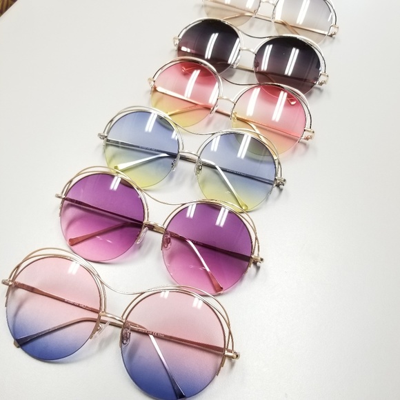 Fashion Round Oceanic Fade Color Lens & Metal Ring - Picture 3 of 4